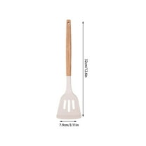 Kitchen Utensil Set with White Wooden Handle Silicone Spatula and Spoon - Non-Stick Cooking Tools for Easy Stir Frying and Serving