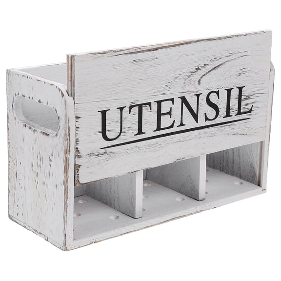 Kitchen Utensil Storage Basket Forks Silverware Cutlery Holder White