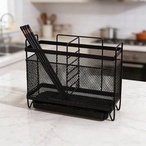 Kitchen Utensil Storage Holder,Metal Hanging Mesh Drying Rack Organizer for Fork Chopsticks Tableware Dinner Service Cutlery,Metal Kitchen Countertop Utensil Holder,3.15×8.07×6.3in
