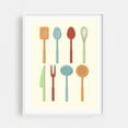 thumbnail image 1 of Kitchen Utensils Bright Colors on Cream - Digital Art Kitchen Decor Minimalist Geometric Modern Art Pastel Pattern White Framed Wall Art Print 5 x 7 inches, 1 of 3