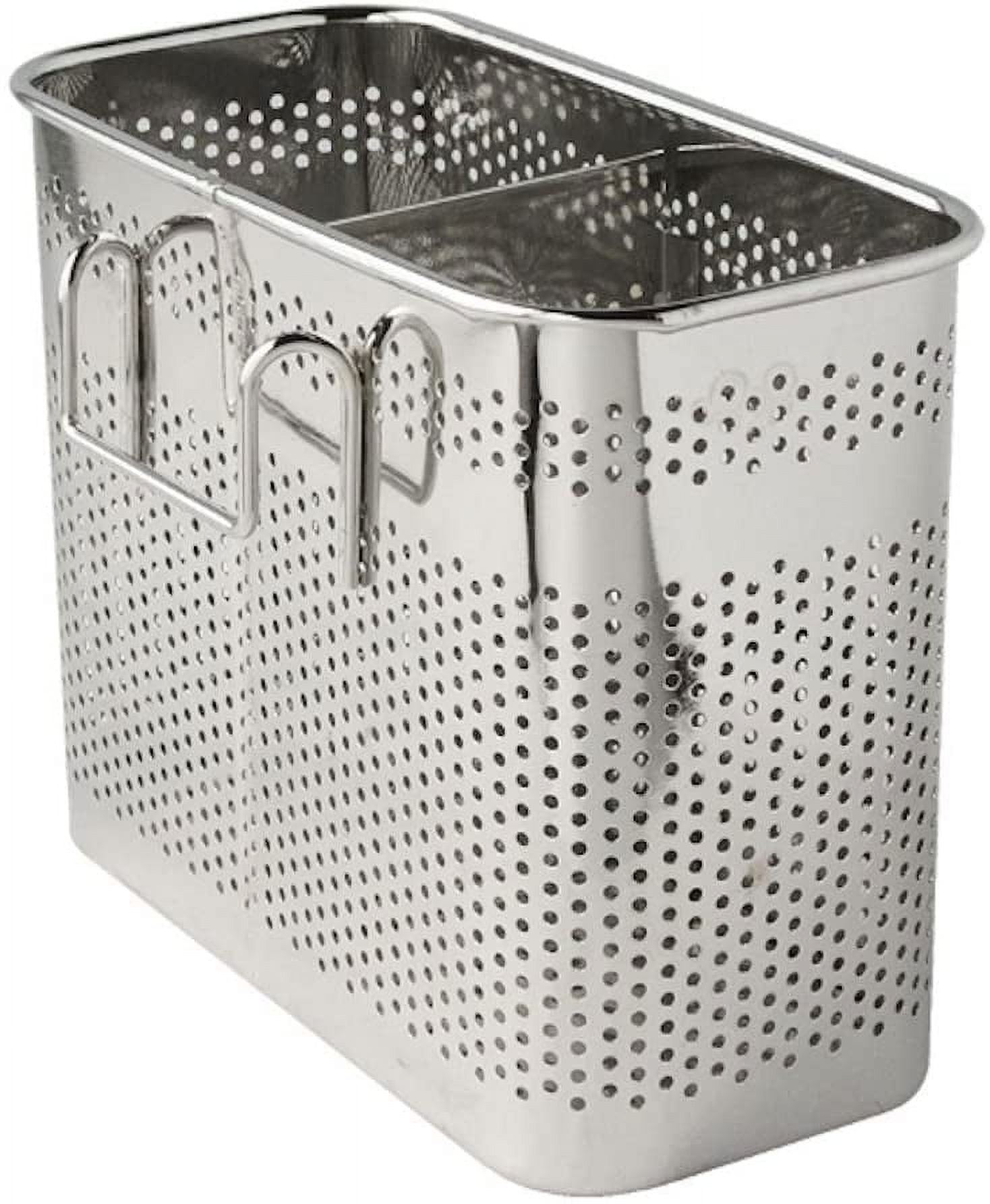 Small Square Stainless Steel Perforated Cutlery Basket Sink Rack Storage