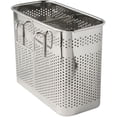 thumbnail image 1 of Kitchen Utensils Chopsticks Holder Drying Rack Basket with Hooks 2 Divided Compartments Quality Stainless Steel Large 5.5" X 4.3", 1 of 3