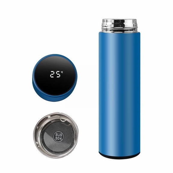 Kitchen Utensils Clearance Digital Water Bottle with LED Temperature Display, Vacuum Insulated, Stainless Steel Smart Coffee Thermos (Blue)