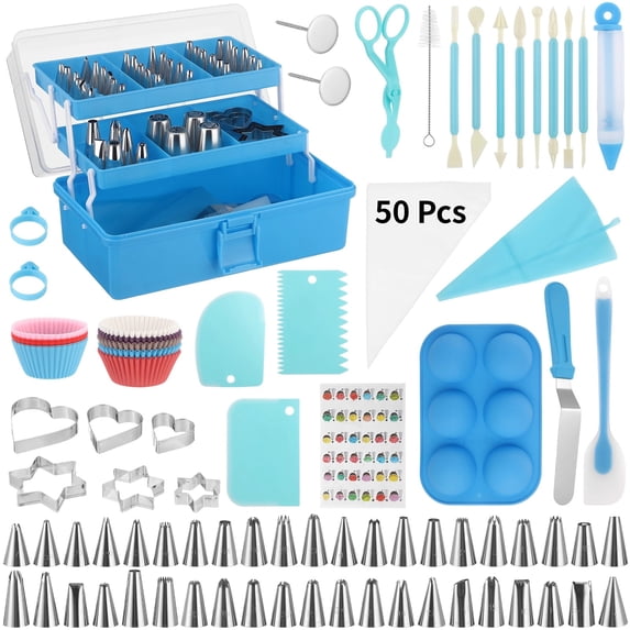 236 Pcs Cake Decorating Kit with 3-Layer Storage Box, Baking Tools Including Piping Tips, Reusable Pastry Bags, Scrapers, and Couplers, Baking Supplies for Cupcake Decorating, Pastry Designs