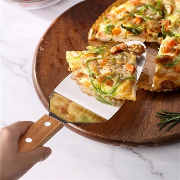 Kitchen Utensils,Home Cuisine Cheese Spatula Wooden Handle Cake Spatula Kitchen Baking Tool Stainless Pizza Spatula