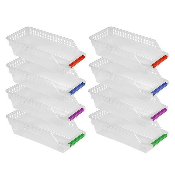 8pcs Plastic Fridge Storage Bins Fridge Organizer Storage Bins for Freezers (Random Color)