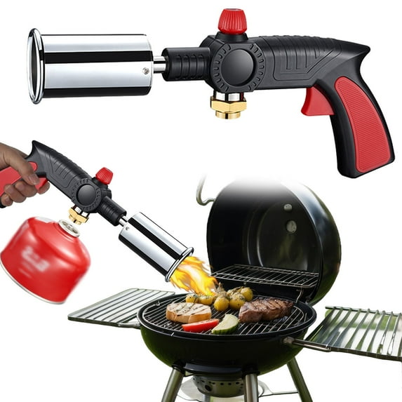 Kitchen Utensils,Powerful Grill & Cooking Propane Torch Adjustable Wood Torch Burner For Searing Steak BBQ Welding(Black Grey) Propane Tank Not Included