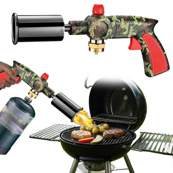Kitchen Utensils,Powerful Grill & Cooking Propane Torch Adjustable Wood Torch Burner For Searing Steak BBQ Welding(Black Grey) Propane Tank Not Included
