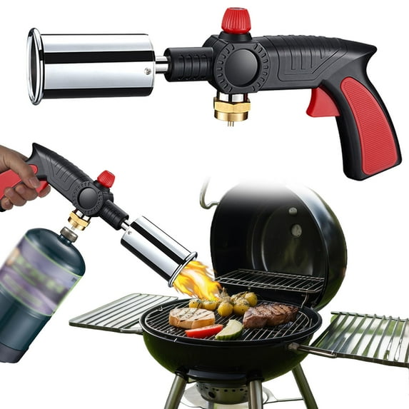 Kitchen Utensils,Powerful Grill & Cooking Propane Torch Adjustable Wood Torch Burner For Searing Steak BBQ Welding(Black Grey) Propane Tank Not Included