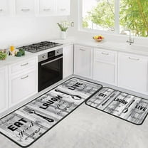 Kitchen Utensils Rugs Grey Kitchen Mats for Floor 2 Piece, Anti Fatigue Floor Mat for Kitchen, Kitchen Floor Mats for in Front of Sink and Kitchen Matt for Standing for Kitchen Decor 17"X30" 17"X47"