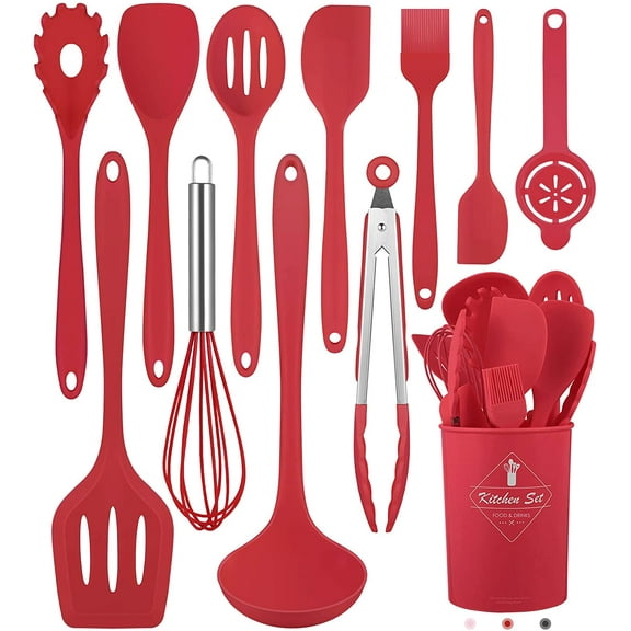 Kitchen Utensils Set-12 Pieces Silicone Cooking Utensils Set (Dishwasher Safe) 392°F Heat Resistant Spatula Set, Nonstick Cookware