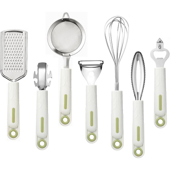 Kitchen Utensils Set, 14 pcs Stainless steel Cooking Kitchen Utensils Spatula Set with Holder, Plastic Handle Kitchen Gadgets Utensil Set.