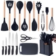 thumbnail image 1 of Kitchen Utensils Set- 19 Pcs Silicone Cooking Utensils Set for Nonstick Cookware-Silicone Spatulas Set, Kitchen Gadgets Tools, Pots and Pans Accessories-(Black 19 PCS Set), 1 of 7