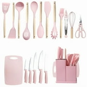 Kitchen Utensils Set- 19 Pcs Silicone Cooking Utensils Set for Nonstick Cookware-Silicone Spatulas Set, Kitchen Gadgets Tools, Pots and Pans Accessories-(Black 19 PCS Set)