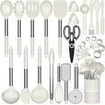 thumbnail image 1 of Kitchen Utensils Set- 30 PCS Cooking Utensils with Turner, Spatula, Spoon, Tongs, Grater, Heat Resistant Food Grade Silicone Kitchen Gadgets Tools Set for Nonstick Cookware (White), 1 of 9