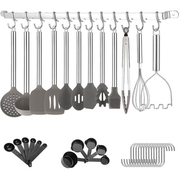 Kitchen Utensils Set,  38 count  kitchen Cooking Utensils Set with Utensil Rack, Spoon Spatula Set, Non- kitchen Gadgets, Dishwasher Safe