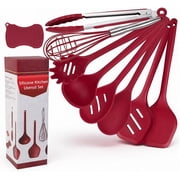 Kitchen Utensils Set,9 PCS Cooking Utensils Set Spatula Set,Cooking Utensils Tool,Tongs,Spoon,Whisk,Brush,Dishwasher Safe Kitchen Gadgets for Non-Stick Cookware, EssentialRed