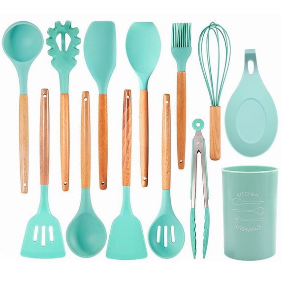 Cookware High Heat Kitchen Utensils Set, 13-Piece Non-Stick Silicone ...