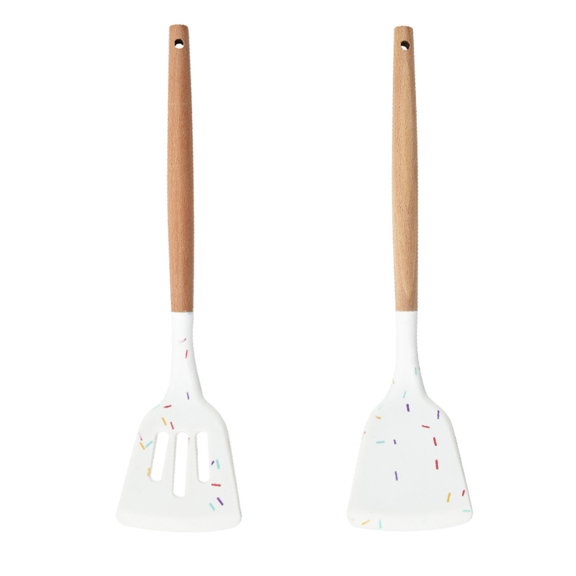 Kitchen Utensils Set for Cooking with Wood Handle for Non-Stick Cookware - Wooden Kitchen UtensilsLeaky shovel + dense shovel
