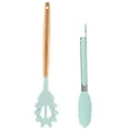 thumbnail image 1 of Kitchen Utensils Silicone Set , Heat Resistant Cookware with Wooden Handle, Non-Stick Cooking UtensilPowder Grab + Food Clip (Water Green), 1 of 5