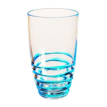 Set of 4 Blue Swirl Acrylic Drinking Glasses, 20Oz Unbreakable Tumblers with Stylish Design
