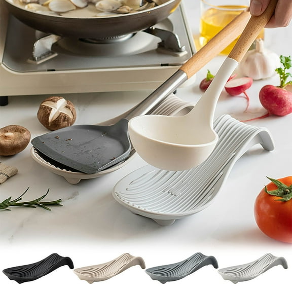 Kitchen Utensils Tray | Multifunctional Foldable Organizer Stand | Hold Spatulas Soup Spoons Pot Lids | Heat-Resistant Compact Base | Deepened Slots | Integrated Water Sink | Dishwasher Safe | 1 Pc