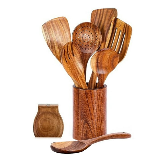 Kitchen Utensils Wood Texture Cooking Utensils Set Present for Cooking People