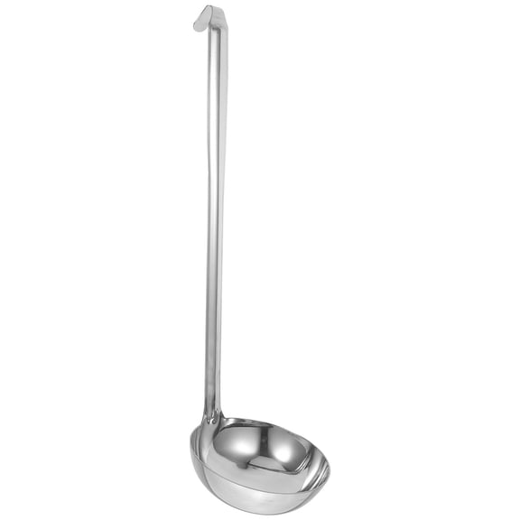 FELTECHELECTR Stainless Steel Soup Ladle Plated Silver Kitchen Use Easy Grip Hook Handle