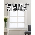 thumbnail image 1 of Kitchen Valance Curtain for Small Windows,Minimalist Geometry Square Stripe Rod Pocket Short Valances Black Grey Rectangle on White Window Treatment Panel for Living Room/Bedroom/Bathroom,54x18in, 1 of 8