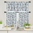 thumbnail image 1 of Kitchen Valance Curtains Sets, Sheer Kitchen Curtains, Short Half Curtains for Kitchen Windows, Blue Grey Modern Floral Kitchen Curtains Valance for Cafe Living Room Window Decor, Floral, 1 of 6