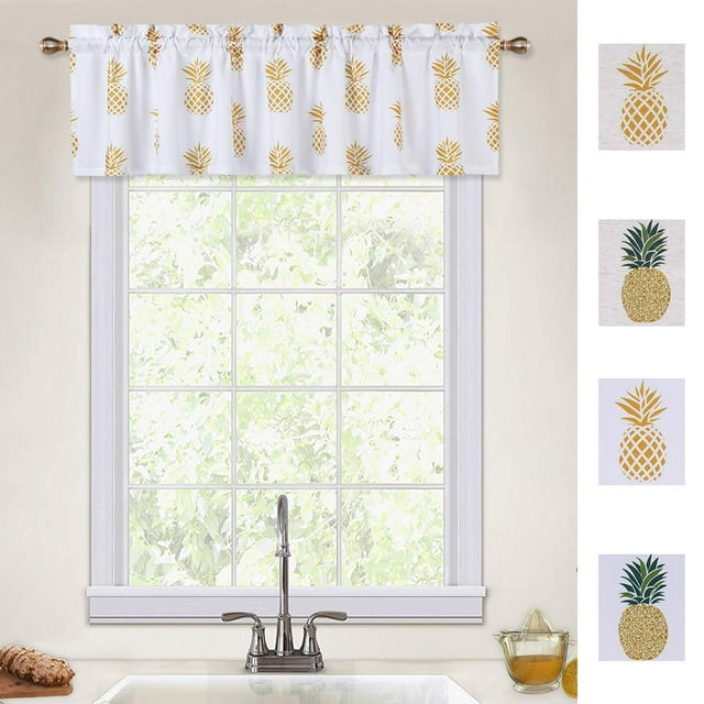 Kitchen Valance Curtains for Windows, Pineapple Print Small Valances