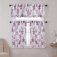 thumbnail image 1 of Kitchen Valance & Tier Curtain Set, Light Filtering Curtains, Floral White/Berry, 1 of 5