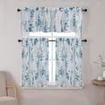 thumbnail image 1 of Kitchen Valance & Tier Curtain Set, Light Filtering Curtains, Floral White/Blue, 1 of 4