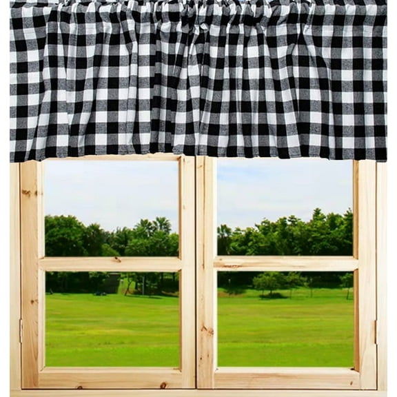 Kitchen Valances Kitchen Curtains Living Room Curtains Buffalo Check Farmhouse Boho Treatment Decor Curtains 16" x 52" 1Pack