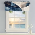 thumbnail image 1 of Kitchen Valances for Window, Blue Beige Black Lines Light Filtering Rod Pocket Valance Curtain, Abstract Geometric Short Curtains Window Topper for Bedroom Bathroom Living Room 42x18in, 1 of 9