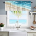 thumbnail image 1 of Kitchen Valances for Window, Blue Oceans Waves Light Filtering Rod Pocket Valance Curtain, Summer Brown Sandy Beaches Short Curtains Window Topper for Bedroom Bathroom Living Room 54x18in, 1 of 9