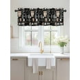 thumbnail image 1 of Kitchen Valances for Window, Cafe Coffee Cup Retro Brown Light Filtering Rod Pocket Valance Curtain, Graffiti Letter Back Short Curtains Window Topper for Bedroom Bathroom Living Room 54x18in, 1 of 8