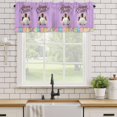 thumbnail image 1 of Kitchen Valances for Window, Easter Rabbit Colorful Egg Light Filtering Rod Pocket Valance Curtain, Spring Bunny Purple Wood Board Short Curtains Window Topper for Bedroom Living Room 54x18in, 1 of 9