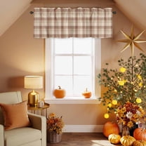 Kitchen Valances for Window, Farmhouse Retro Buffalo Plaid Light Filtering Rod Pocket Valance Curtain, Tartan Lattice Short Curtains Window Topper for Bedroom Bathroom Living Room 54x18in