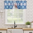 thumbnail image 1 of Kitchen Valances for Window, Funny Pink Pigs Bathing Nautical Shell Light Filtering Rod Pocket Valance Curtain, Blue Plaid Lattice Short Curtains Window Topper for Bedroom Living Room 54x18in, 1 of 9