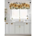 thumbnail image 1 of Kitchen Valances for Window, Hello Summer Blossom Sunflower Light Filtering Rod Pocket Valance Curtain, Retro Floral Green Leaves on Linen Short Curtains Window Topper for Bedroom 60x18in, 1 of 9