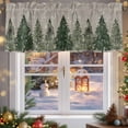 thumbnail image 1 of Kitchen Valances for Window, Merry Christmas Green Pine Tree Light Filtering Rod Pocket Valance Curtain, Winter White Snowflake on Grey Short Curtains Window Topper for Bedroom 42x12in, 1 of 7