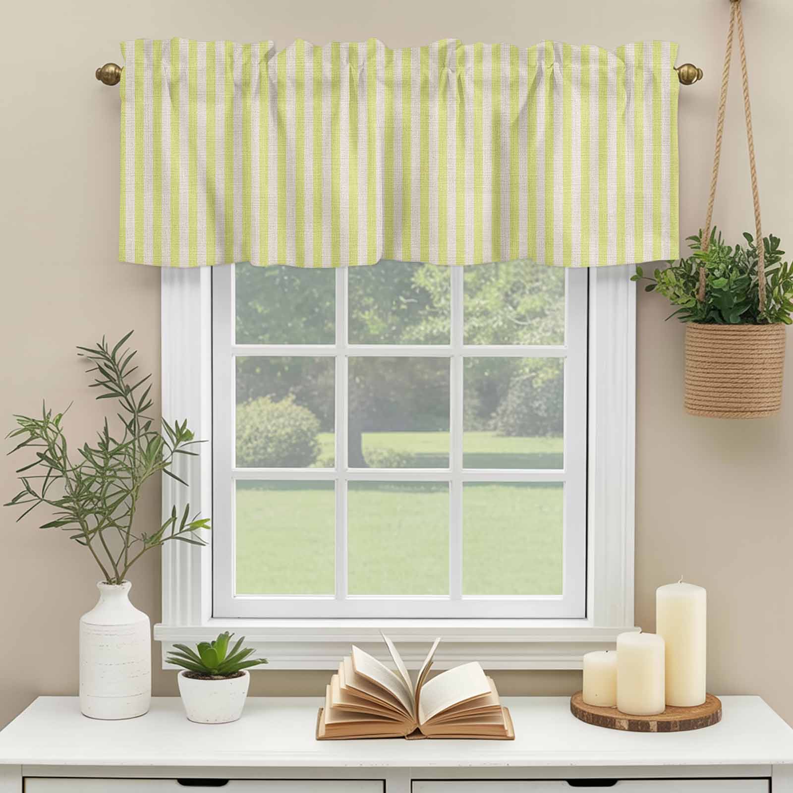Photo inspiration: Gallery Detail: Kitchen Valances For Window Minimalism Yellow White Striped Light Filtering