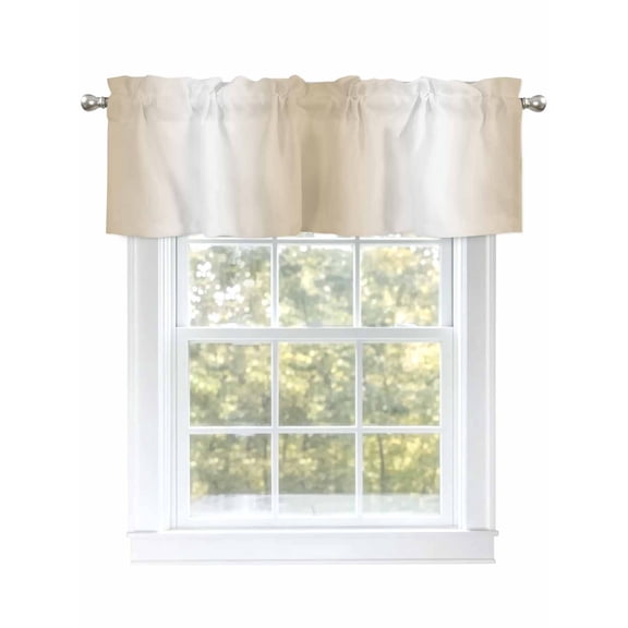 Kitchen Valances for Window, Modern Beige Ombre Texture Light Filtering Rod Pocket Valance Curtain, Minimalist Gradient Art Short Curtains Window Topper for Bedroom Bathroom Living Room 54x18in