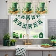 thumbnail image 1 of Kitchen Valances for Window, Shamrock St. Patrick's Day Horseshoe Light Filtering Rod Pocket Valance Curtain, Ombre Green Topper Hats Short Curtains Window Topper for Bedroom Living Room 54x18in, 1 of 9