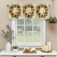 thumbnail image 1 of Kitchen Valances for Window, Spring Sunflower Leaves on Vintage Linen Light Filtering Rod Pocket Valance Curtain, Watercolor Floral &nbsp;Short Curtains Window Topper for Bedroom Living Room 60x18in, 1 of 8