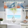 thumbnail image 1 of Kitchen Valances for Window, Starfish Sea Turtle Retro Plank Light Filtering Rod Pocket Valance Curtain, Red Blue Coral Summer Ocean Short Curtains Window Topper for Bedroom Living Room 42x12in, 1 of 9