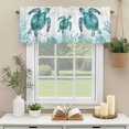 thumbnail image 1 of Kitchen Valances for Window, Watercolor Teal Sea Turtle Coral Light Filtering Rod Pocket Valance Curtain, Summer Ocean Marine Life &nbsp;Short Curtains Window Topper for Bedroom Living Room 60x18in, 1 of 8