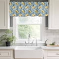 thumbnail image 1 of Kitchen Valances for Window, Watercolor Yellow Lemon Leaves on Linen Light Filtering Rod Pocket Valance Curtain, Blue Theme &nbsp;Short Curtains Window Topper for Bedroom Bathroom Living Room 42x18in, 1 of 9