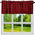 thumbnail image 1 of Kitchen Valances for Windows, 2 Pack Buffalo Plaid Valance Curtains, Short Checkered Farmhouse Living Room Window Treatment Decor, 16" x 56", Red - Black Curtains, 1 of 7